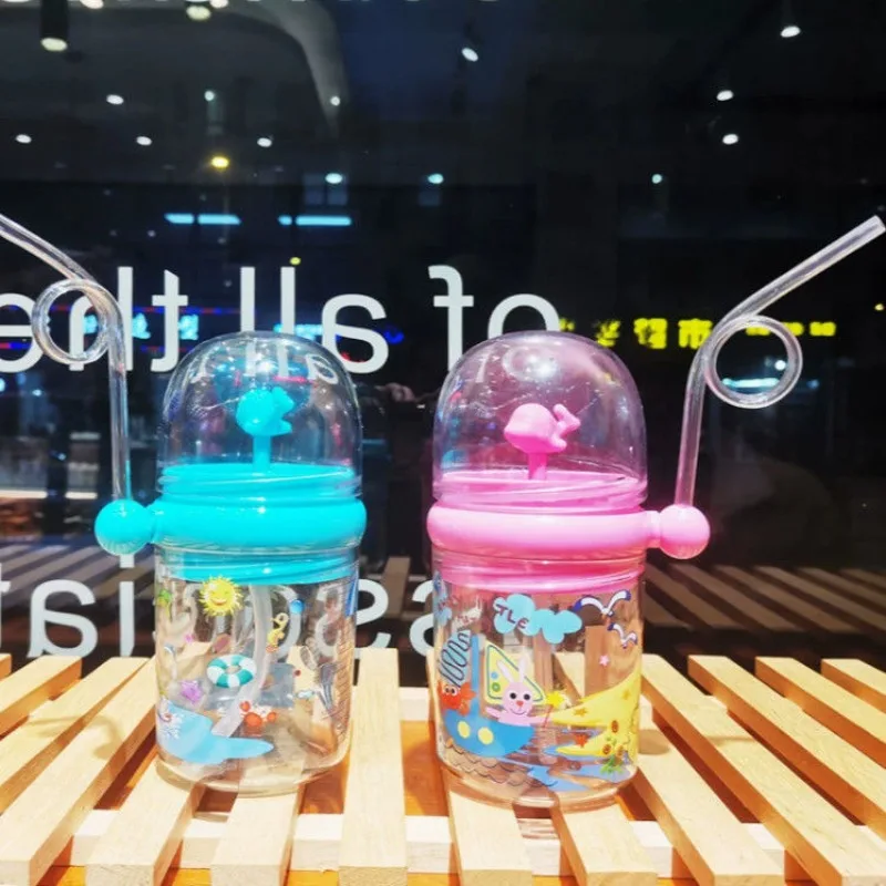 

Whale Spray Straw Cup, Drop Resistant Children's Water Cup, Cute Plastic Cups for Students Cold Cup with Lid, Kids Water Bottle