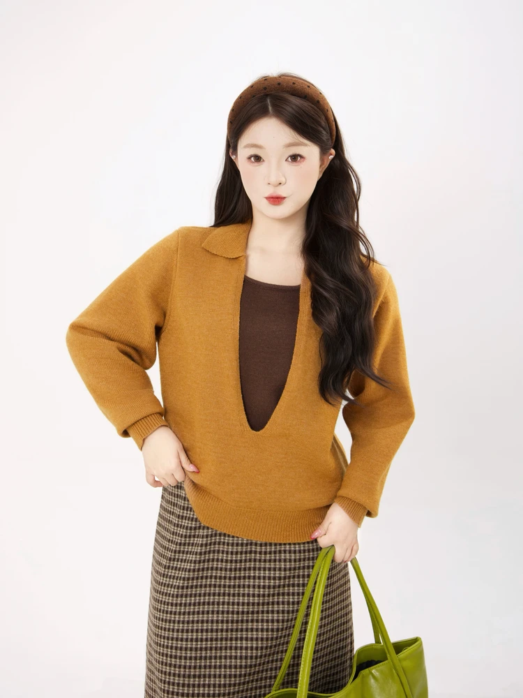 

Свитер оверсайз в стиле колор-блок, вязаный, с длинным рукавом, круглым вырезом, облегающий, для осени и зимы, повседневный, свободный крой, теплый, с функцией подогрева