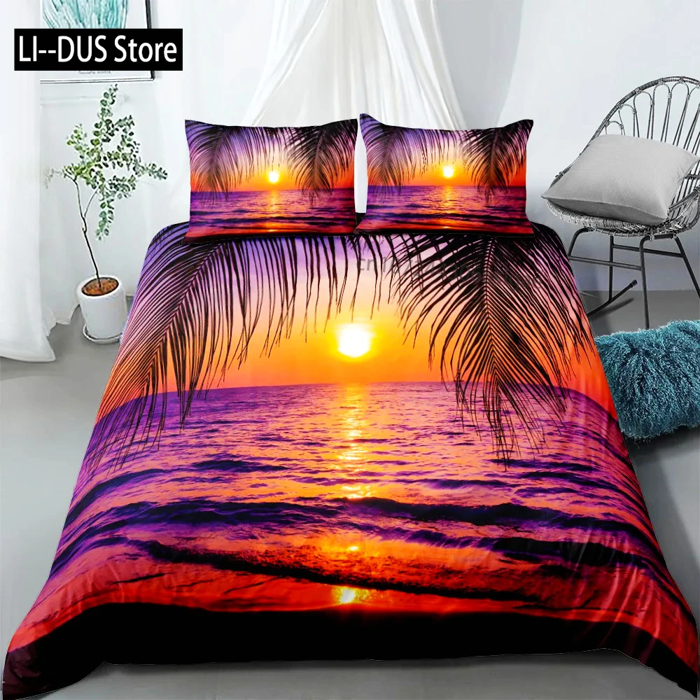 

Sunset Hawaii Long Beach Gorgeous Duvet Cover Set King Queen Double Full Twin Single Size Bed Linen Set