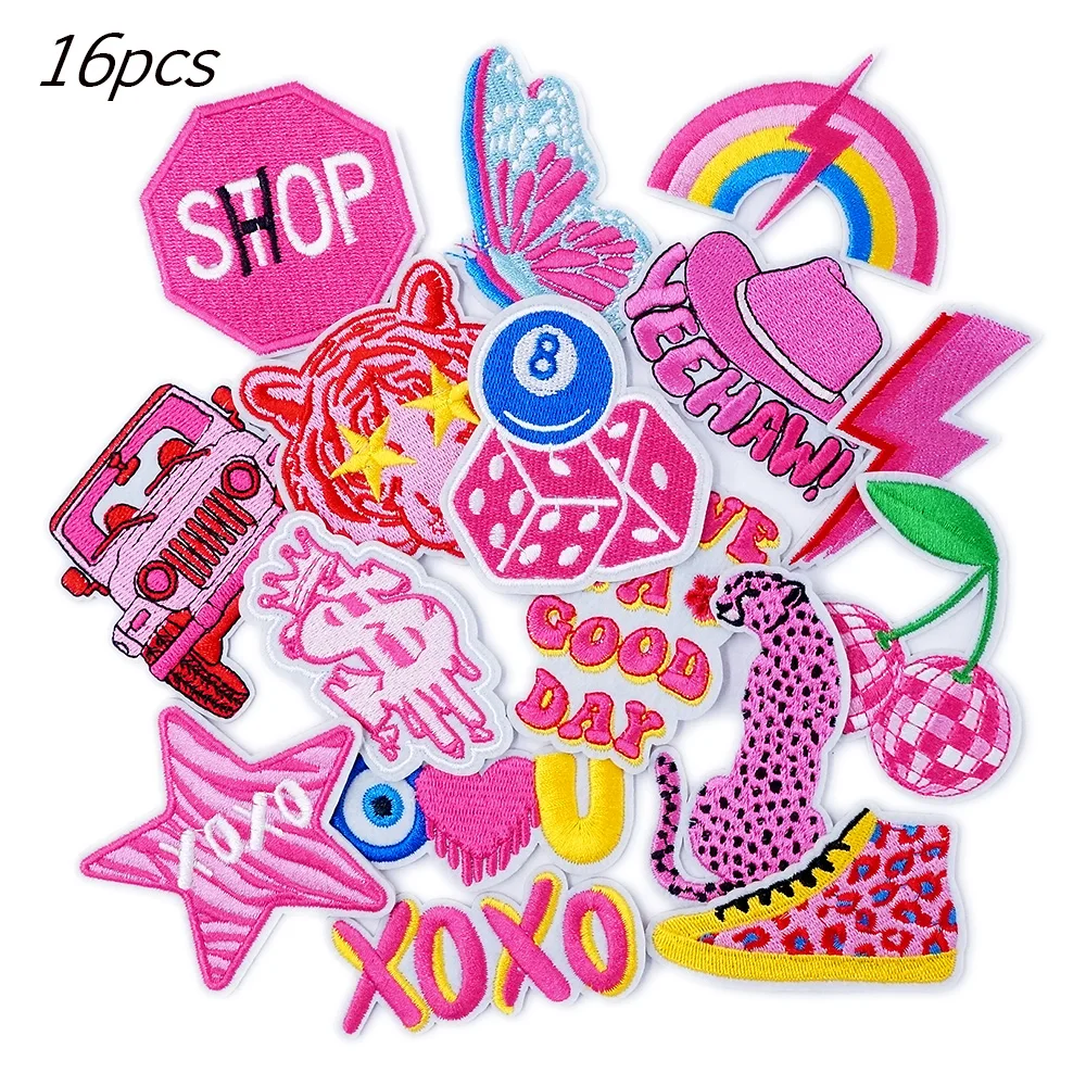 

16Pcs Tiger Rainbow Hat Patches Embroidered Applique Sewing Clothes Accessories Apparel Sewing Supplies Decoration Patch