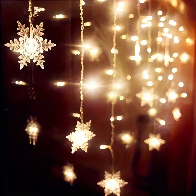 3.2M Snowflake String Lights with 8 Modes for Christmas Outdoor Garden Patio Window Roof Yard Party Wedding Holiday Home Decor