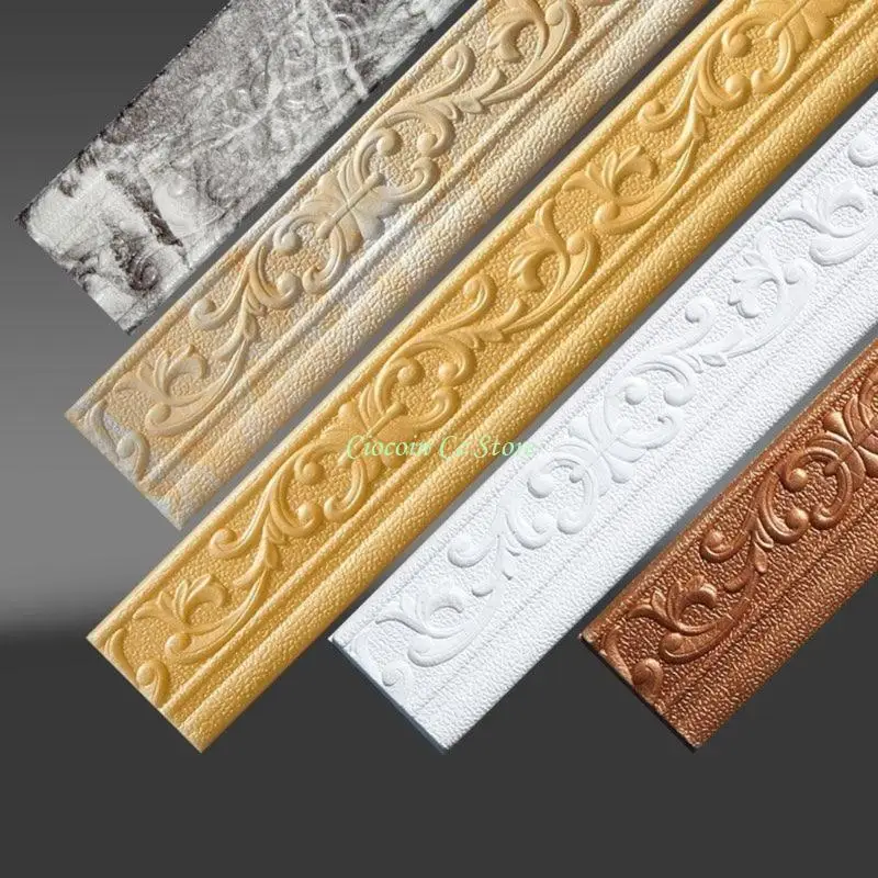 X90F Home Decors Adhesive 3D Foam Molding Trim for Ceilings Corner Strips