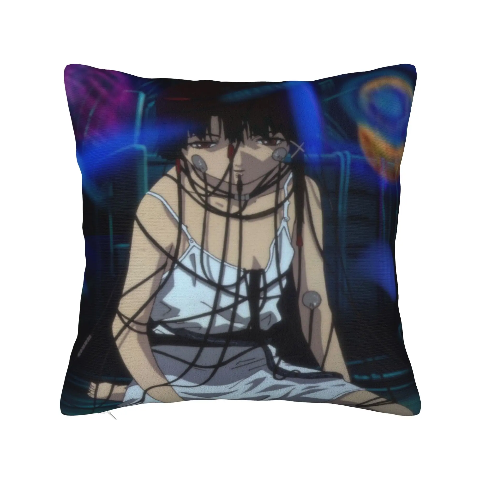 Anime Serial Experiments Lain Pillowcases  Retro Trendy Pillow Case For Living Room Chair Print Pillow Cover