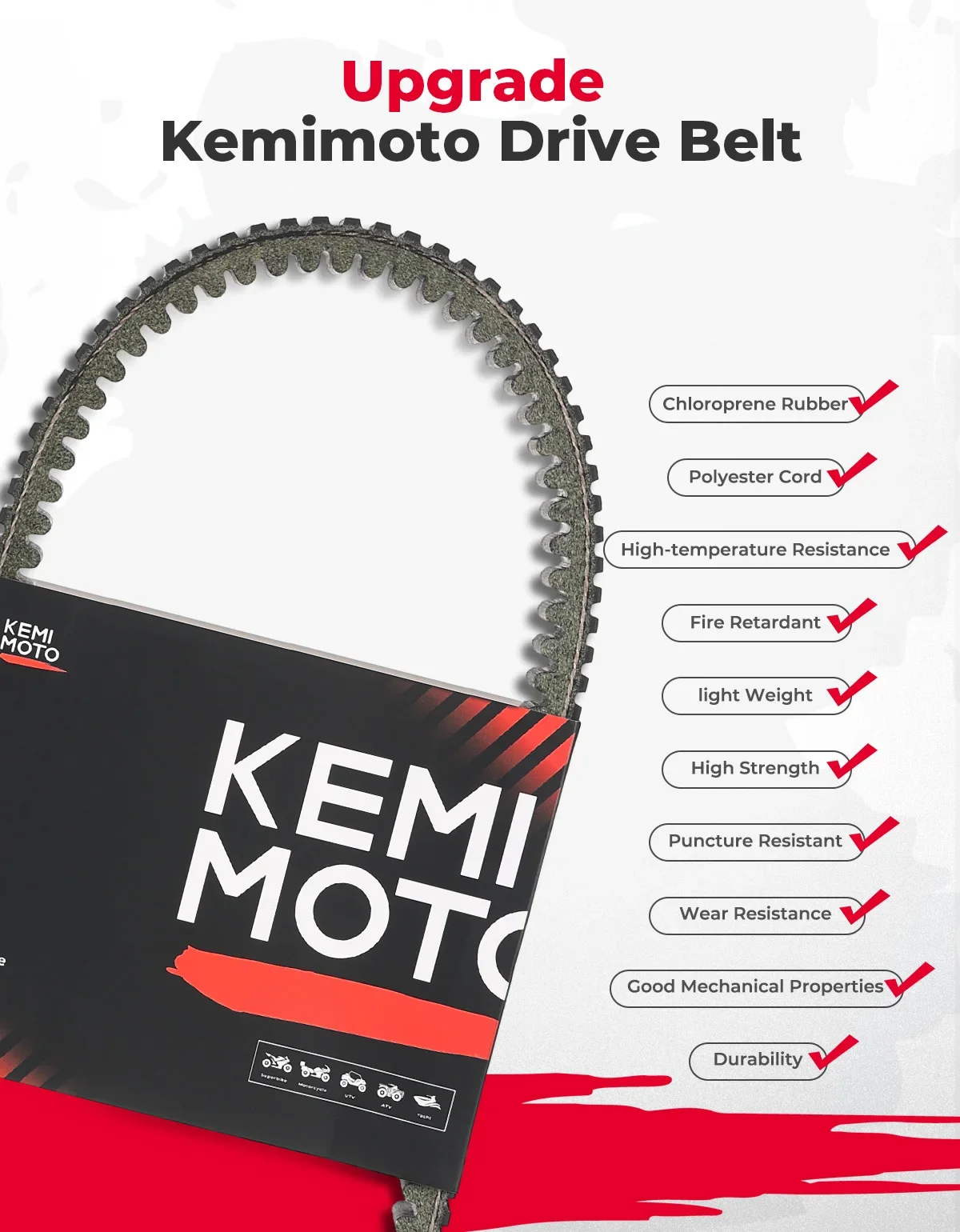 KEMIMOTO #3211118 ATV UTV Drive Belt Compatible with Polaris Ranger 500 Sportsman 500 570 700 800 211162 24G4022 3211162 3211113