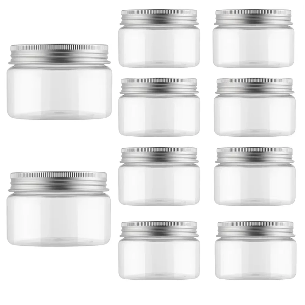 30x30/50/60/80ml Contenitore di Plastica Vaso Riutilizzabile Vuoto Vaso Cosmetico Tappo con Coperchio a Vite in Alluminio per Crema Unguenti di Stoccaggio di Gioielli