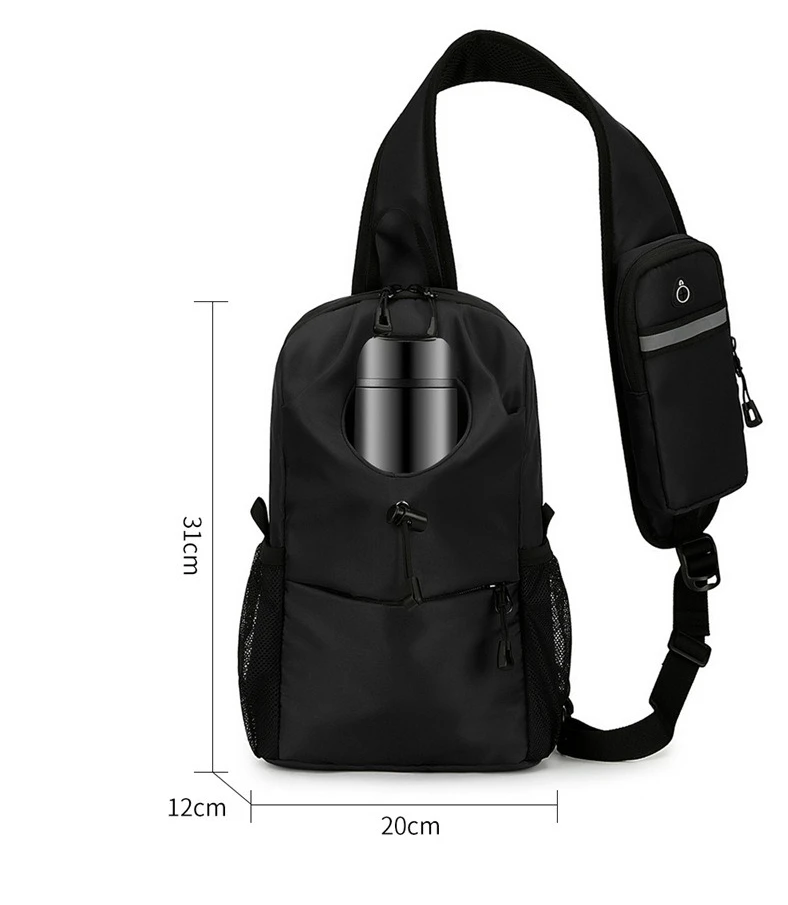 New Men's Chest Bag, Multi-functional Single-shoulder Bag, Trendy and Cool Large-capacity Sports and Casual Crossbody Bag