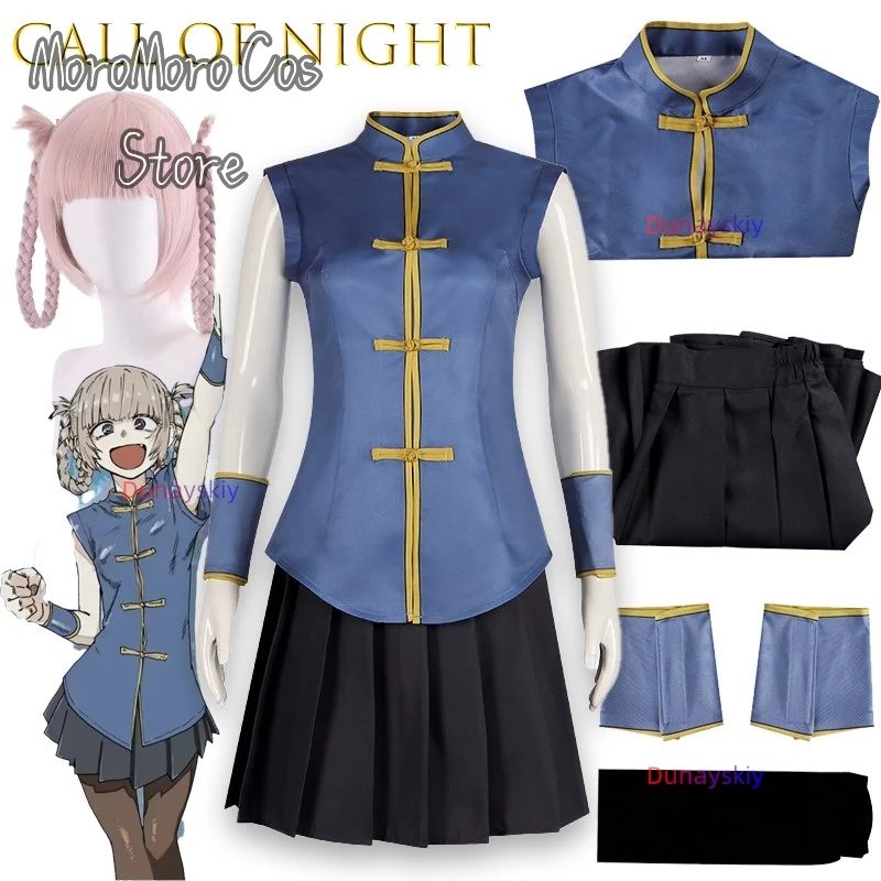 

Call of The Night Nanakusa Nazuna Косплейコス Rosen Anime Косплейコス Rosen Asian Style Синий Жилет Костюм Рождественское Платье Хэллоуин