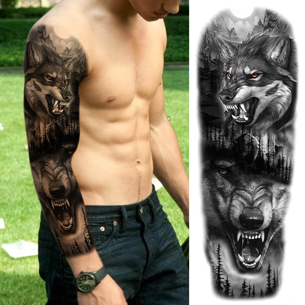 Gran Dios mitología griega Guerrero tatuajes temporales manga del brazo para  hombres mujeres León Cruz tatuaje pegatina tigre negro tatuajes falsos /  Tattoo y piercing, image size:1000x1000