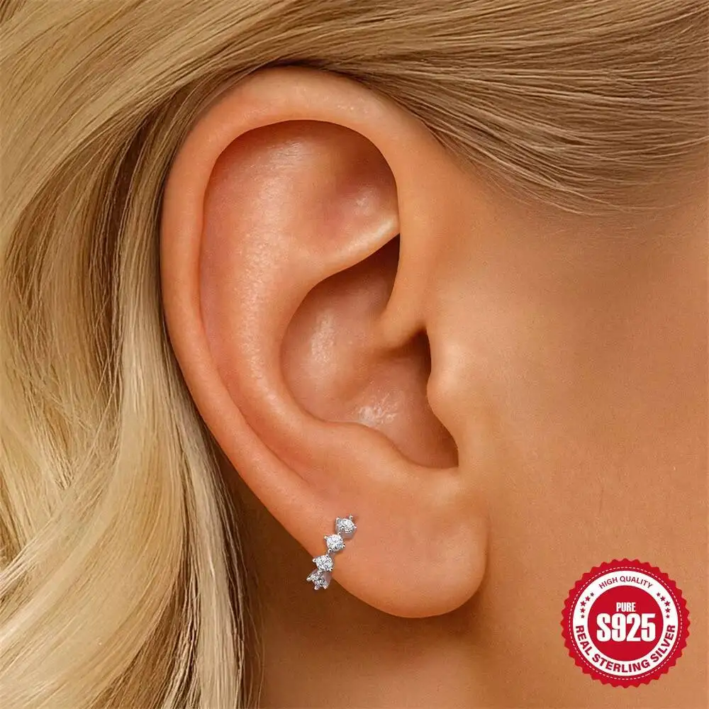 S925 Sterling Silver Classic Moissanite Electroplated Earring Buckle, Fashionable and Luxurious Multifunctional Jewelry