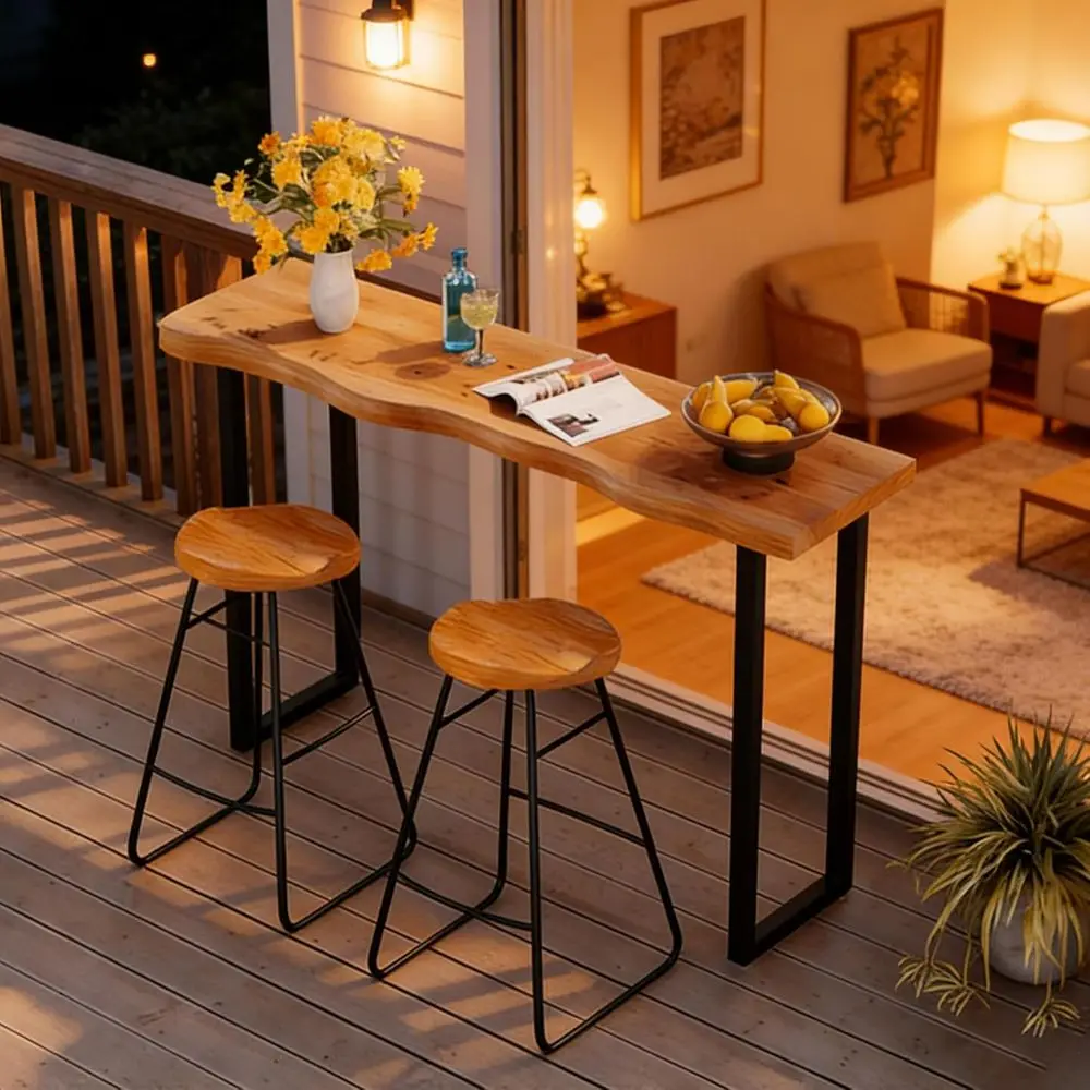 

55 Industrial-Style Metal Pub Table for Dining, Living, and Cafe Use