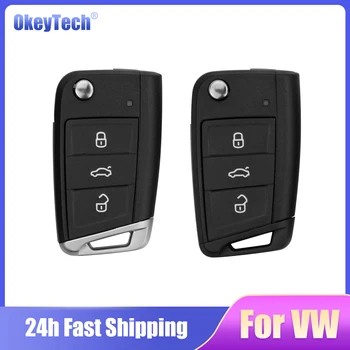 Okeytech 3 Knop Opvouwbare Afstandsbediening Sleutel Hoes Voor Vw Mqb Gollf 7 Skoda Octavia A7 Seat Flip Key Fob Uncut Hu162 T Nr. 149 Blade