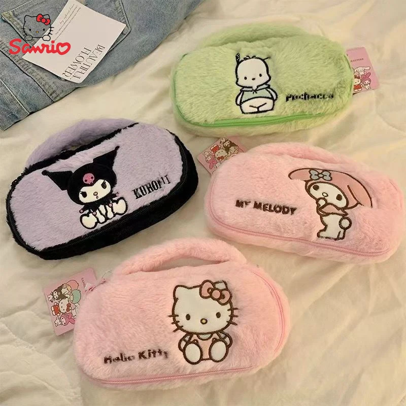 

Anime Sanrio Hello Kitty Kuromi Plush Pencil Case Cartoon My Melody Cinnamoroll Portable Writing Case Stationery Supplies Gifts