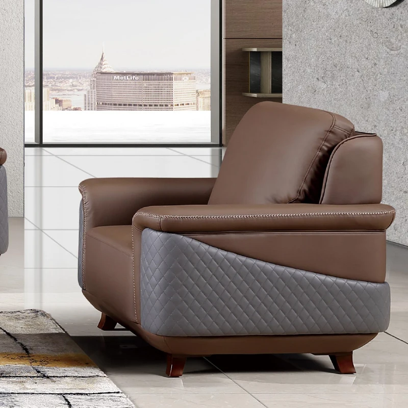 

Minimalist Brown Leather Front Desk Reception Set Light Luxury Metal Texture Modular for Office School Modern for Apartment