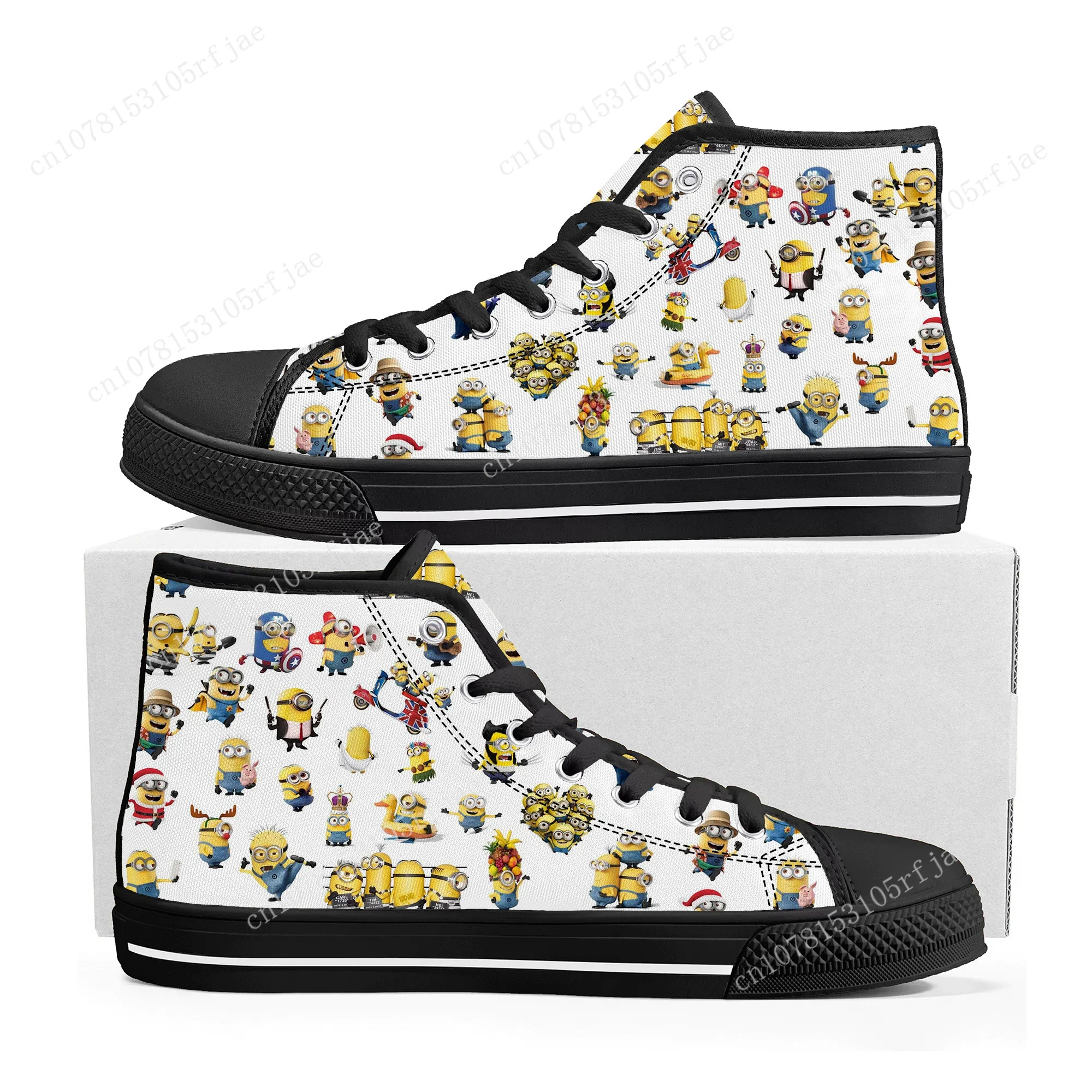 Kevin Stewart Bob High Top Sneakers Little Yellow Man Cartoon Mens Womens High Quality Canvas Sneaker Custom Built Couple Shoes