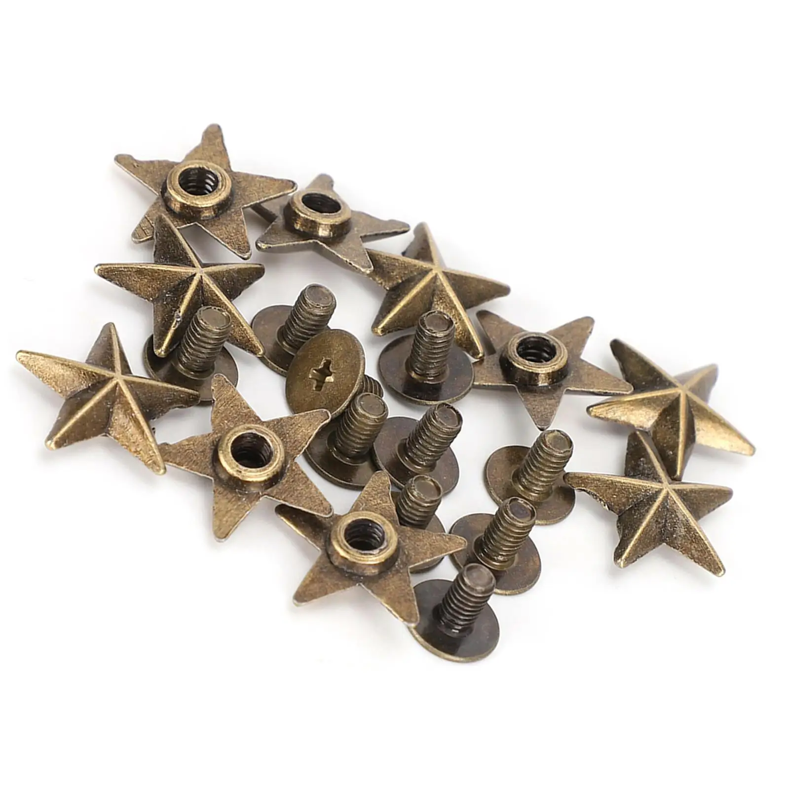 14mm Bronze Star Shape Rivet Studs for DIY Clothing & Shoe Decoration with Screws - Accessory Kits