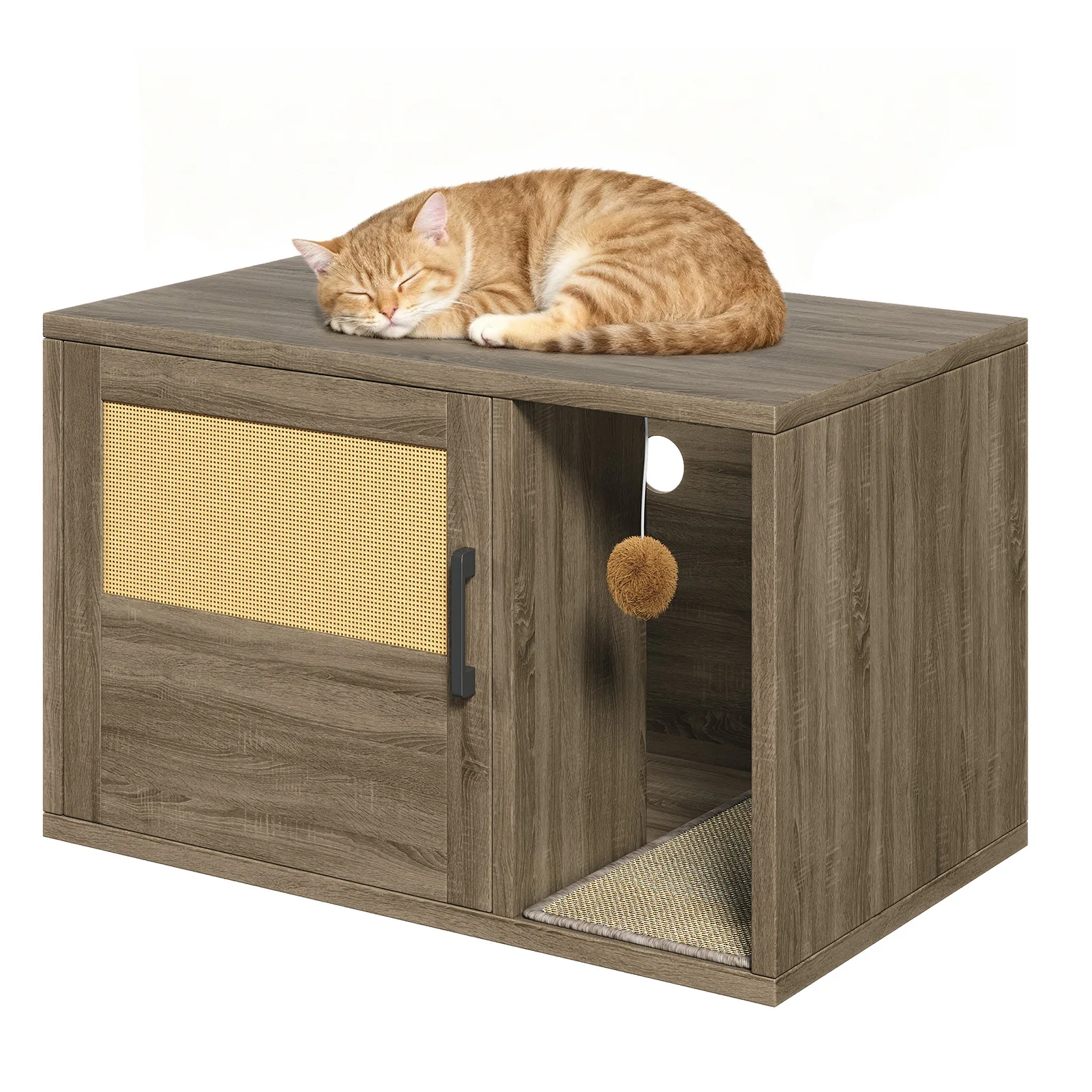 

Cat Litter Box Enclosure Furniture Cabinet Odor Control with Scratching Pad Cat House Side End Table for Living Room Bedroom