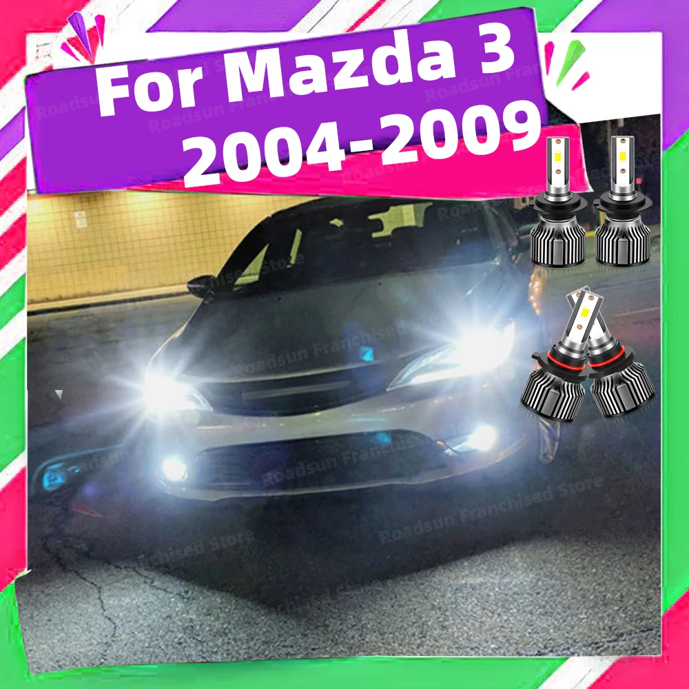 

2/4x For Mazda 3 Hatchback 2004-2009 LED Headlights CSP 3570 Chips High Low Beam 6000K Lamp Bulbs
