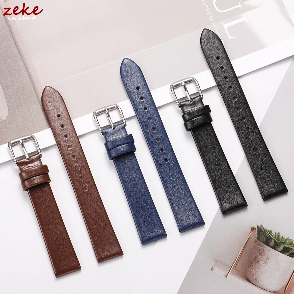 Genuine Leather Watch Bracelet Womens Fashion Watchband Wristwatches Mini Band 10mm 12mm 14mm 16mm Red White Color Small Strap