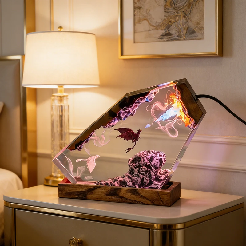

Новая популярная 3D-лампа «Фантастический Дракон» из смолы, ночник, украшение для изголовья кровати, настольный декор, с питанием от USB, декоративный светильник