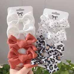 4Pcs/Set Baby Girls New Leopard Print Hair Clips BB Boutique Hairpins Hairgrips  Bows Barrettes Headwear Kids Hair Accessories