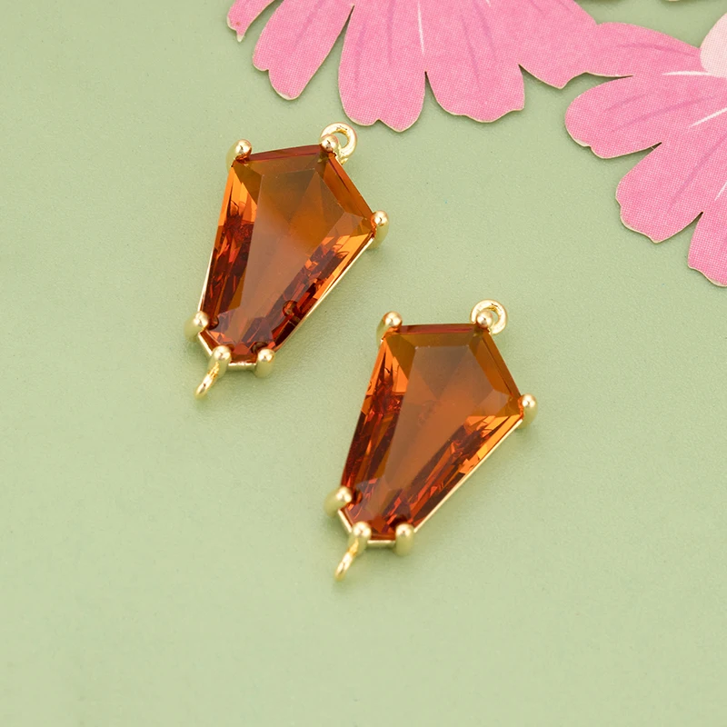 assoonas, 4 Stück/Set, MG85, Schmuckzubehör, 18k Gold rhodiniert, Kupfer, Anhänger, Glas, handgefertigt, Schmuckherstellung, DIY-Anhänger – Detail 1
