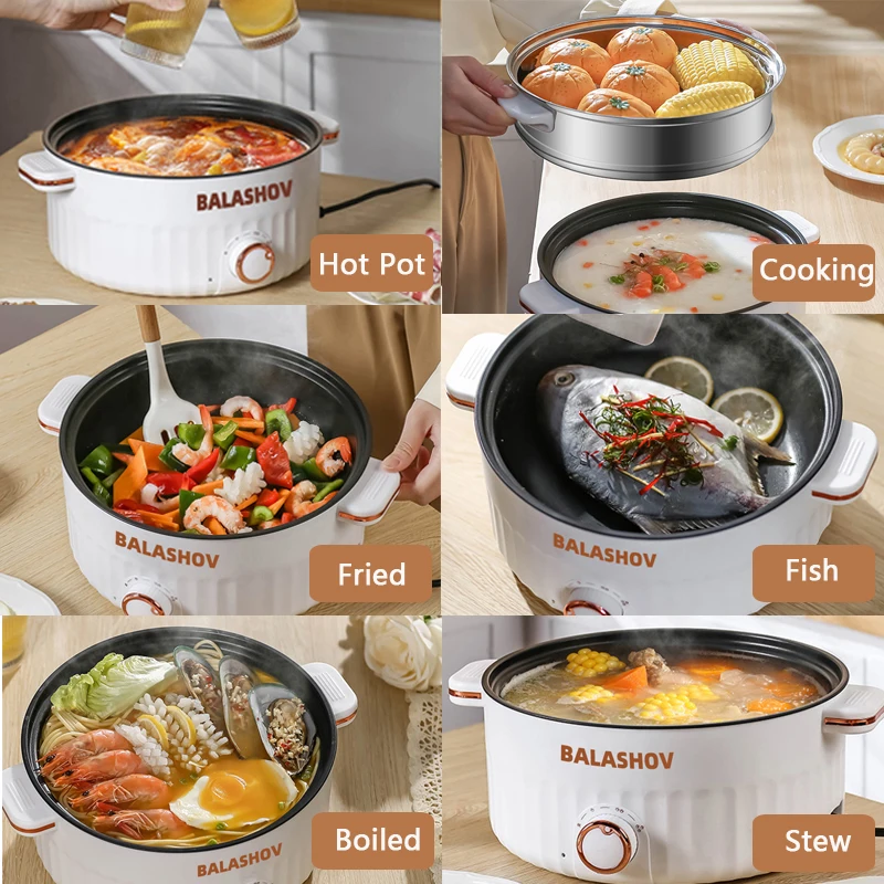 220V 110V Multifunction Cooker Household Single/Double Layer Hot Pot Mini Electric Cooking Machine Hot Pot Non-stick Pan Pots