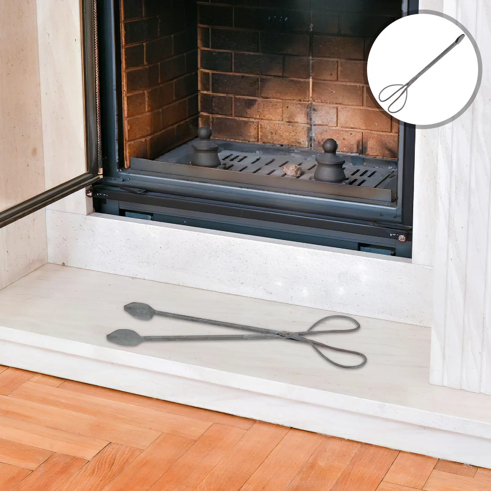 52Cm Extra Long Grill Tongs Heavy Duty Firewood Grabber Iron Fireplace Charcoal Tongs for Logs Bonfire Wood Stove Bbq Camping