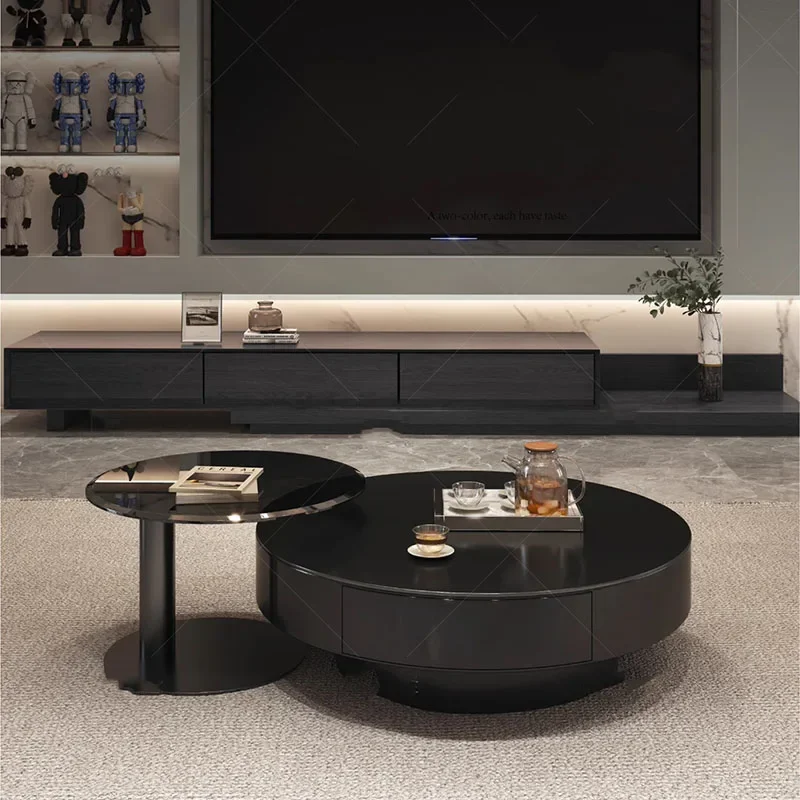 

Black Round Coffee Tables Metal Entryways Hallway Fashion Coffee Table Small Patio Mesa De Centro De Sala Living Room Furniture