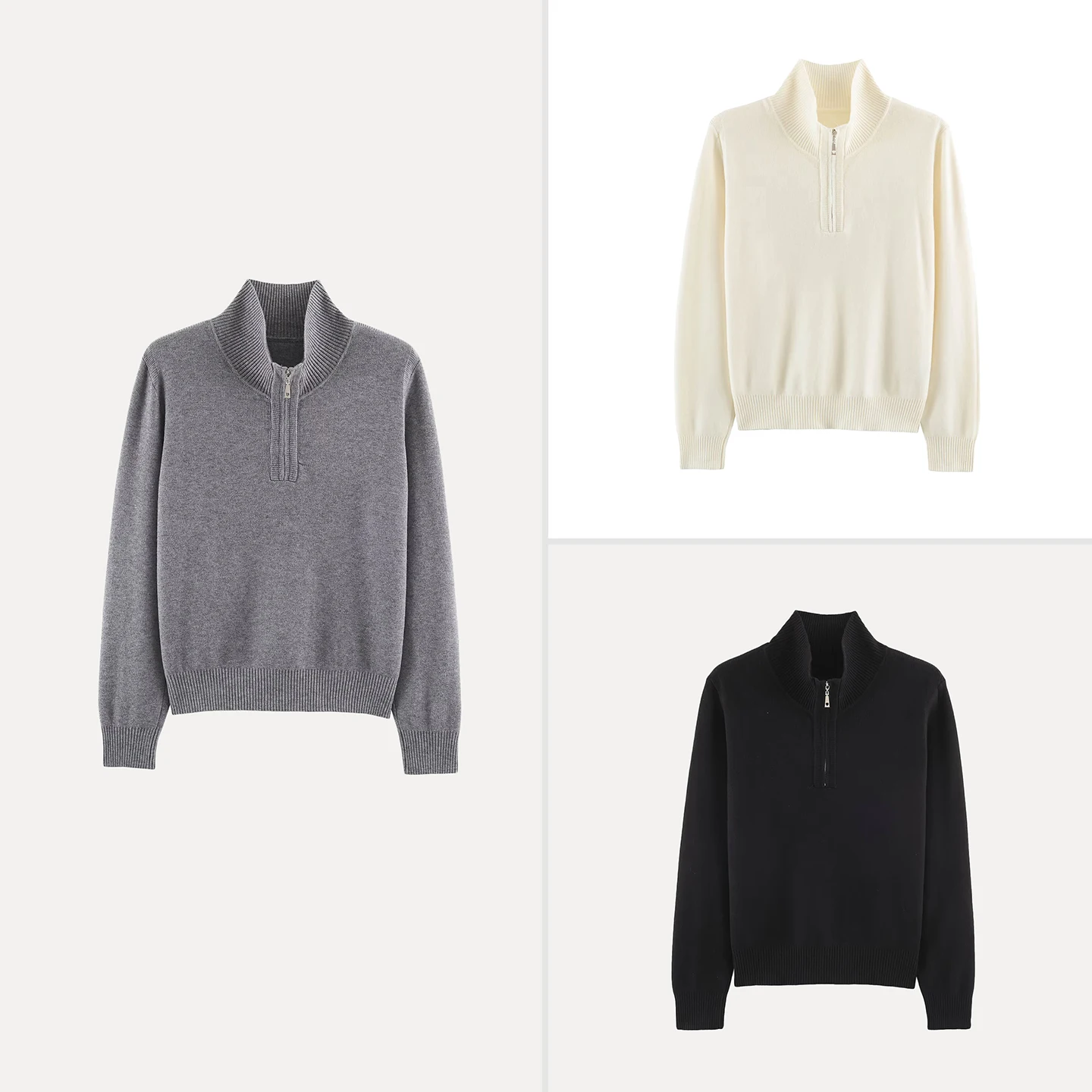 Fashionable Multi-Color Long Sleeve Knitwear Women's Simple Style Half Open Collar Pullover Autumn New Arrival ZADATA Brand