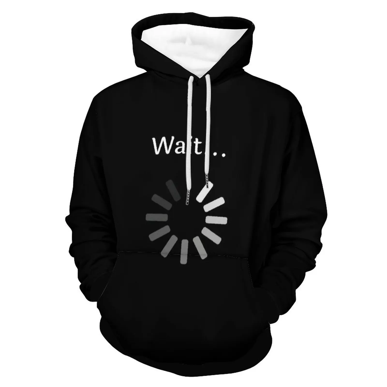 Autumn/Winter Fashion Men/Women Solid Color Simple Waiting Symbol Printing Illustration Trend Solid Color Loose Casual Hoodie