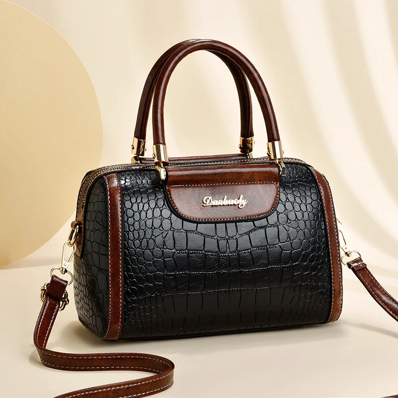

The texture of fashion crocodile pattern pure color simple handbag, light luxury with a single shoulder crossbody bag for women