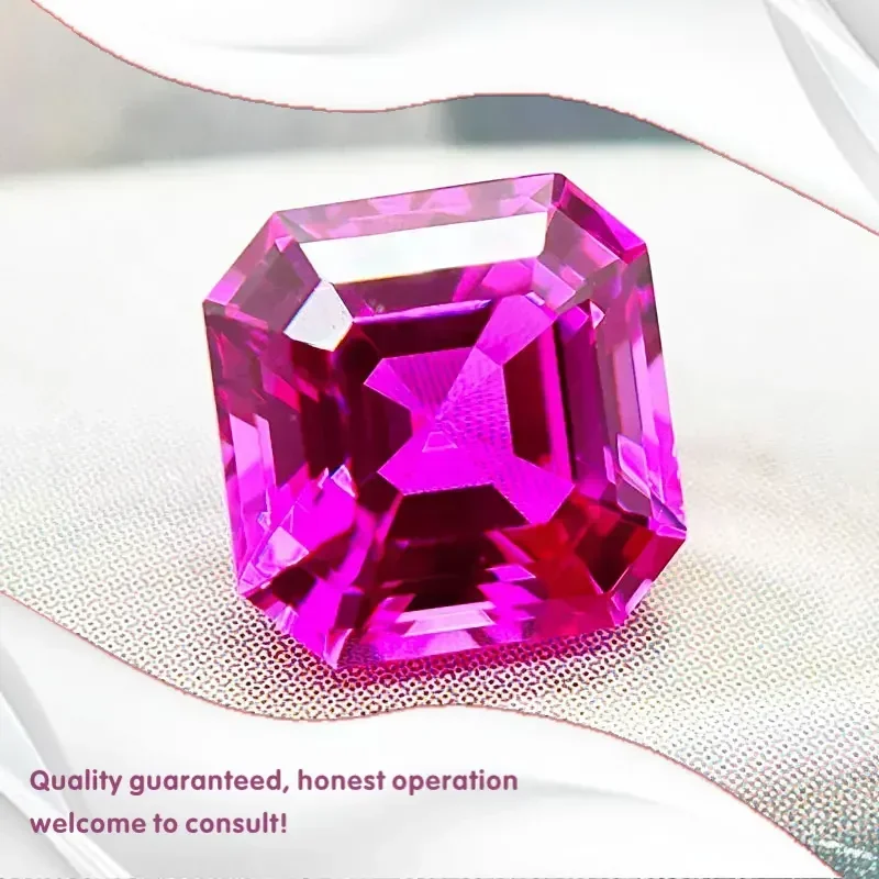 

J-Lab Grown Sapphire Hot Pink Color VVS1 Square Asscher Cut for DIY Jewelry Making Materials with Certificate Wholesale Price