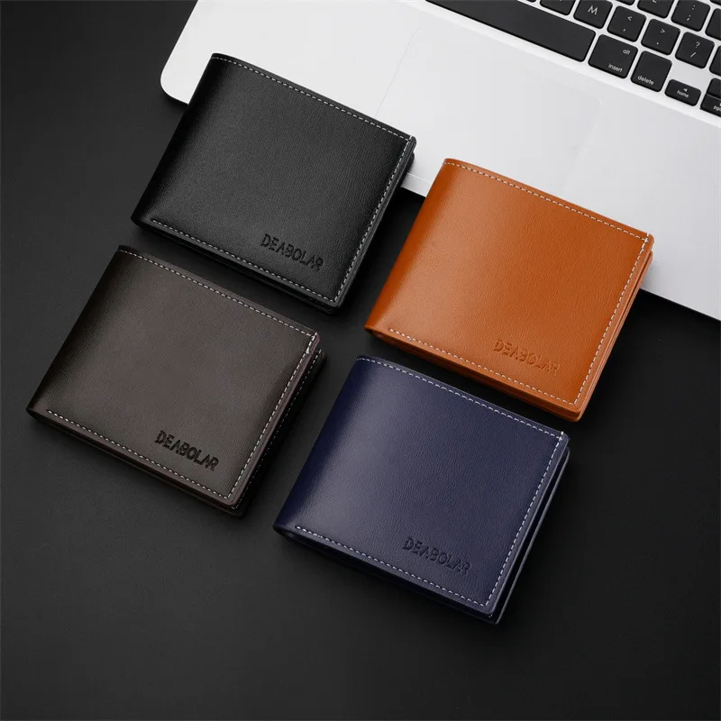 Soft Leather Credit Card Slots Slim Leather Wallet Folding Purse Lightweight Card Holder For Young Men