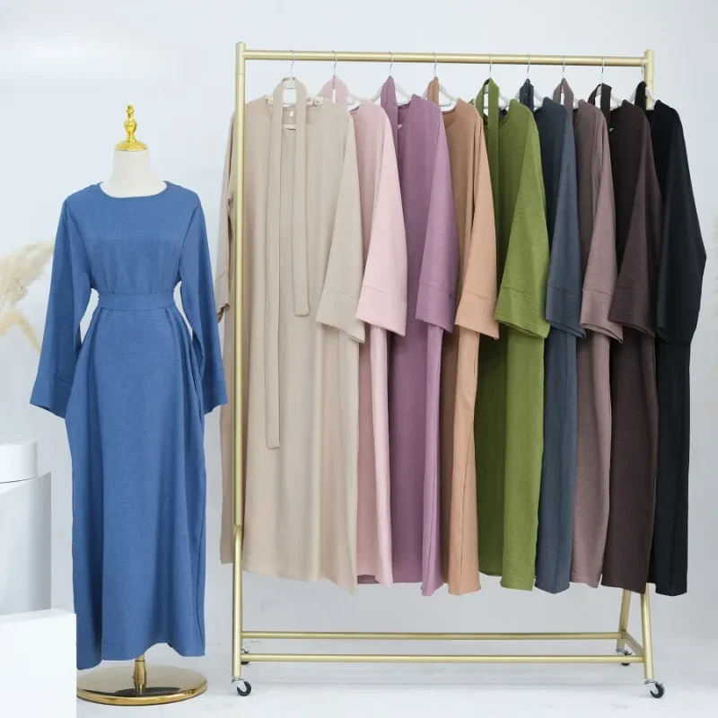 Muslim Dress for Women Abaya Dubai Eid Ramadan Abayas Modest Robe Spring Summer Solid Color Party Dresses Adult Islam Clothing