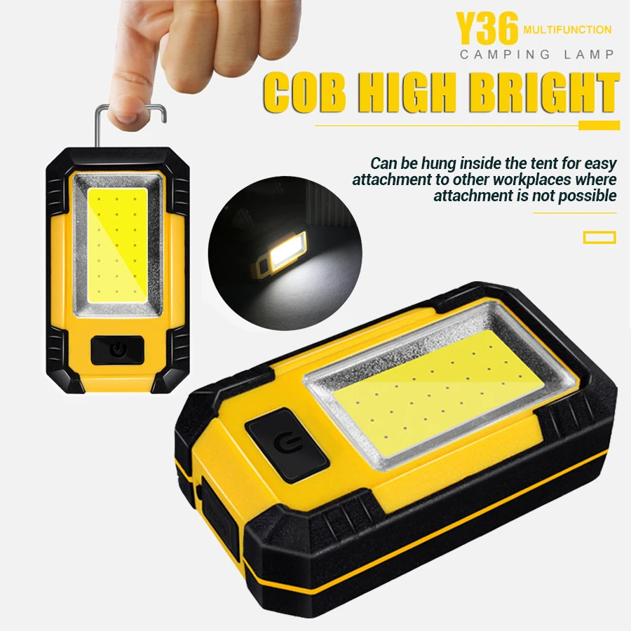 Portable Working Light COB High Bright Flashlight 3Lighting Modes Outdoor Waterproof Camping Fishing Multifunctional Tool Torch