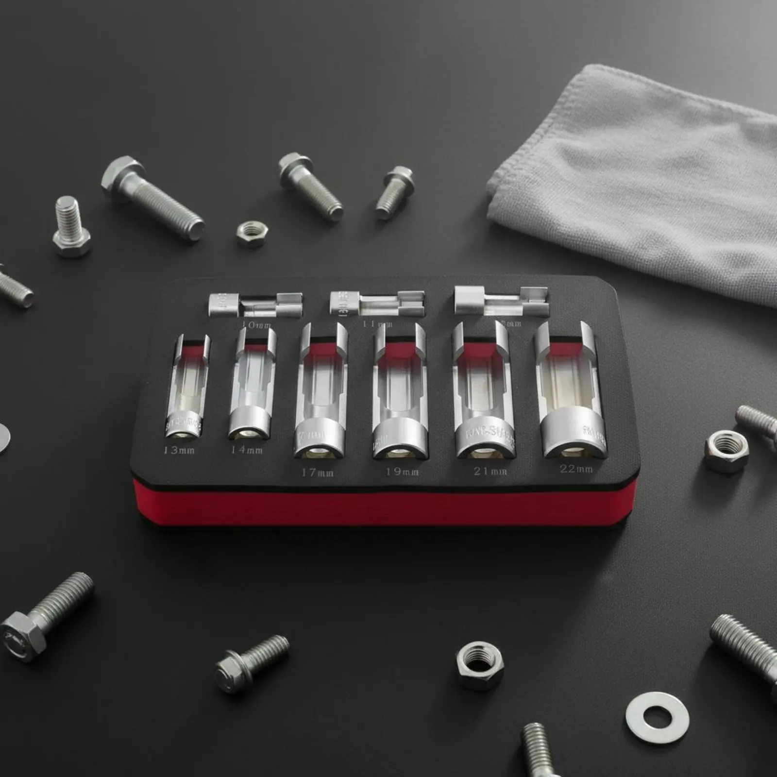 9 Pieces 9 Piece Hex Nut Socket Set Nickel-Plated Plated O2 Probe Socket Set Automotive Specialty Tools Sturdy Duty Firm-Hold