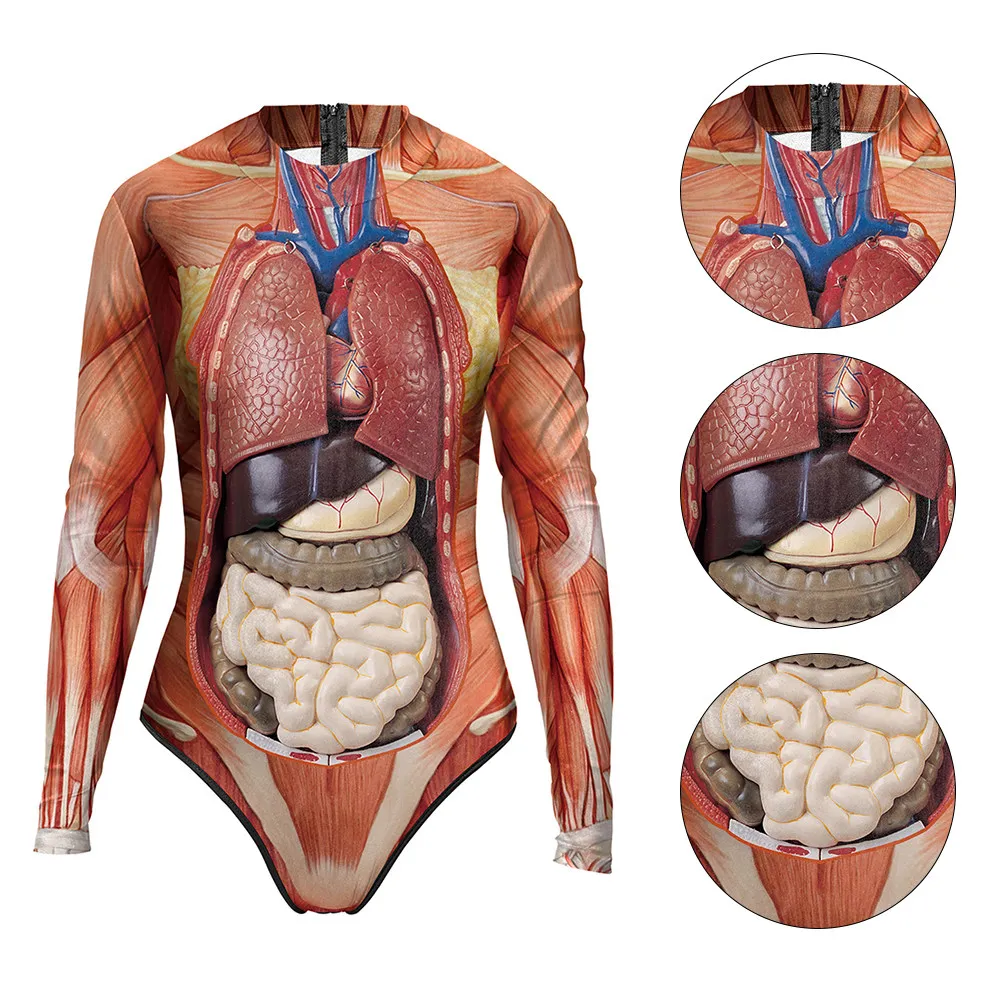 Performance Clothes Human Tissue Pattern Swimwear Halloween Costume Soft Comfortable Scary Look Attractive in Crowd