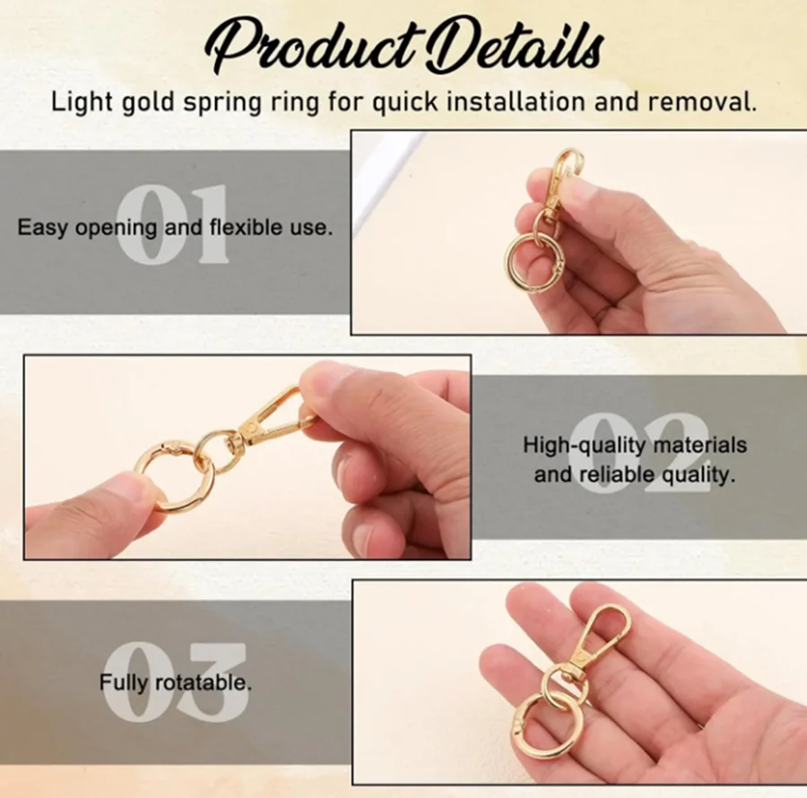 3/6/15 Sets Swivel Snap Hooks Double Opening Keychain Clip Rings Metal Lobster Claw Clasp for Hardware Crafts Lanyard Making view 5