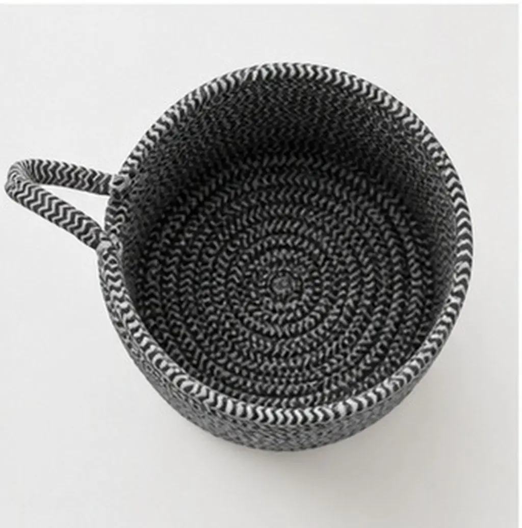 1Pcs Cotton Woven Desk Basket Portable Desktop Organizer Sundries Storage Basket Home Decor Desk Organizer Bathroom Storage Box
