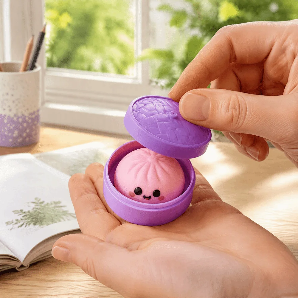 24pcs/set Soft Cute Mini Dumplings Squishy Christmas Food Shape Squishy Crystal Bun Squeezable With Steamer Fidget Sensory