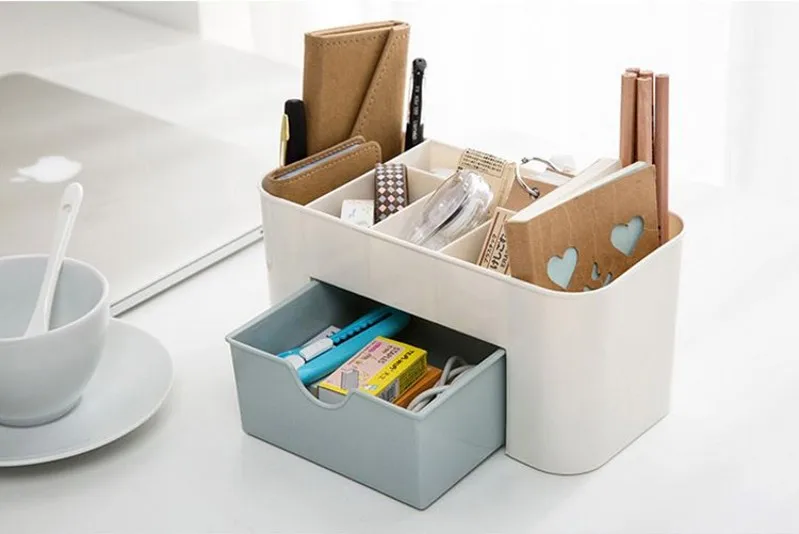 Makeup Organizer Storage Box with Drawer Cotton Swab Stick Storage Case Lipstick Organizer Brush Holder Makeup Acrylic Plastic