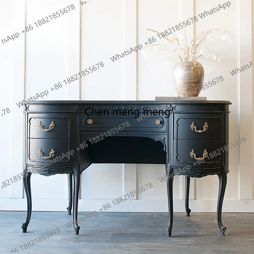 

French retro solid wood desk American bedroom modern simple study room storage desk high-end study table customization