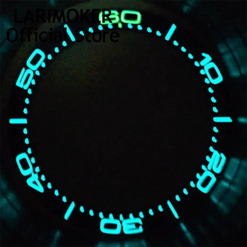 LARIMOKER 38mm super blue green luminous ceramic bezel insert fit 40mm watch case