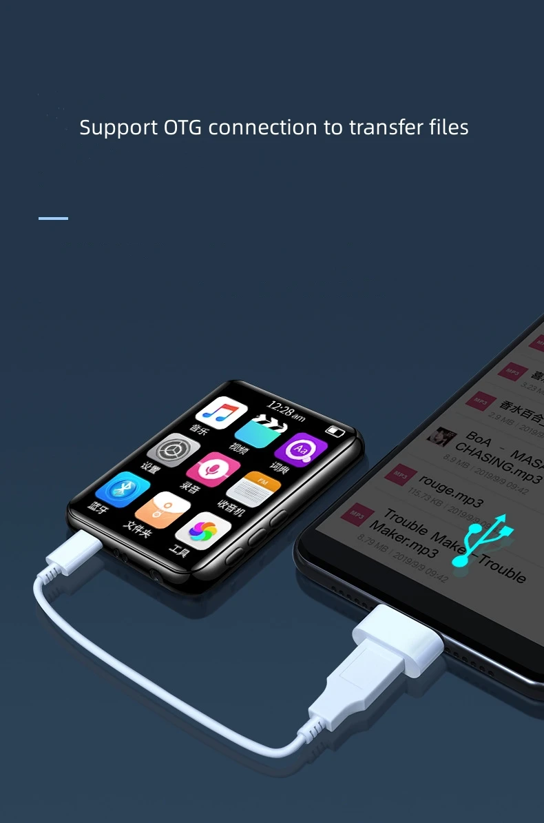 مشغل تشغيل فيديو موسيقى M20 MP4 مقاس 2.4 بوصة شاشة لمس كاملة FLAC APE بدون فقدان بلوتوث 5.0 صور إنذار تسجيل الصوت للكتاب الإلكتروني