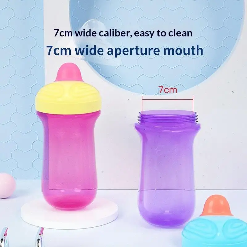 10oz BPA-Free Toddler Spout Cup Non-Slip Grip Wide Mouth Learning Drinking Cup for Baby Self Feeding