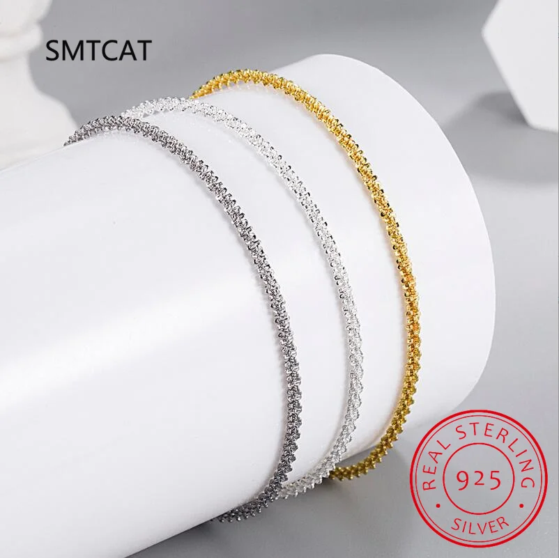 Real 18K Gold Chain Bracelet for Women Pure Adjustable Trendy Laser Beads Chain for Women Fine Jewelry Gift