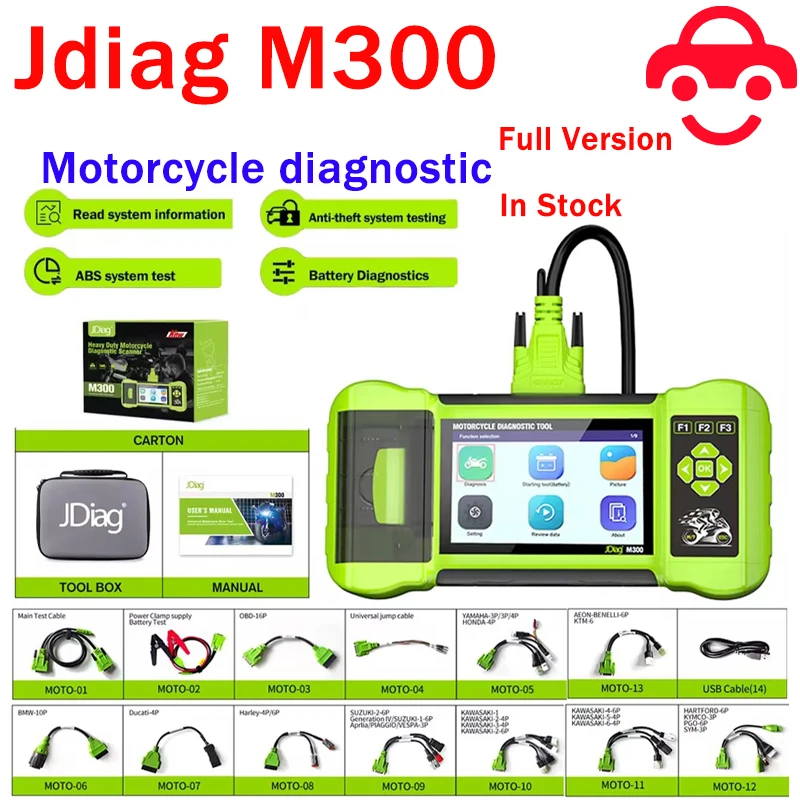 JDiag M300 Full Motorcycle Diagnostic Scanner Helps the Technician to Diagnose Problems and Make Repairs Faster M100PRO M200