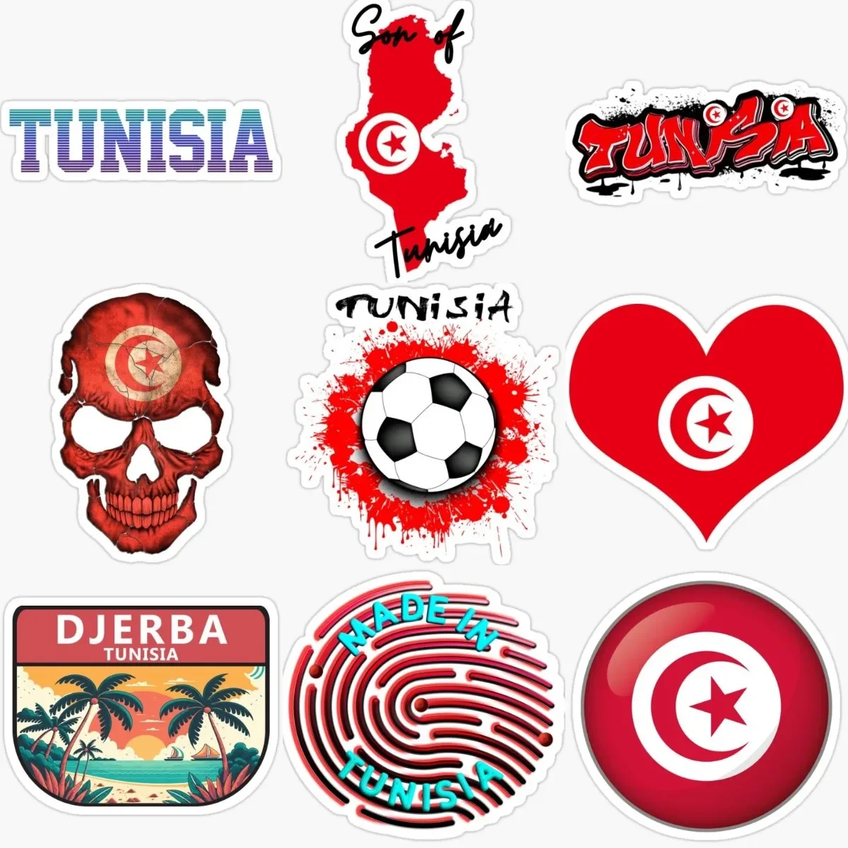 

Creative Tunisia Flag Map Emblem PVC Waterproof Sticker for Decorate Fridge Wall Car Van Window Helmet Bumper Decal Accessories