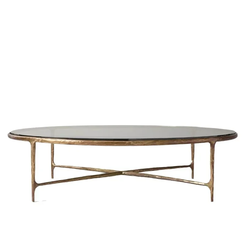 American light luxury living room coffee table villa hotel model room designer high sense RH forged iron living