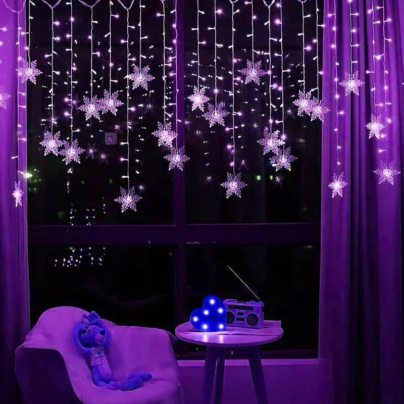 3M Christmas Snowflake LED String Lights Curtain Lights Waterproof Holiday Party Can Be Connected To Wave Fairy Lights